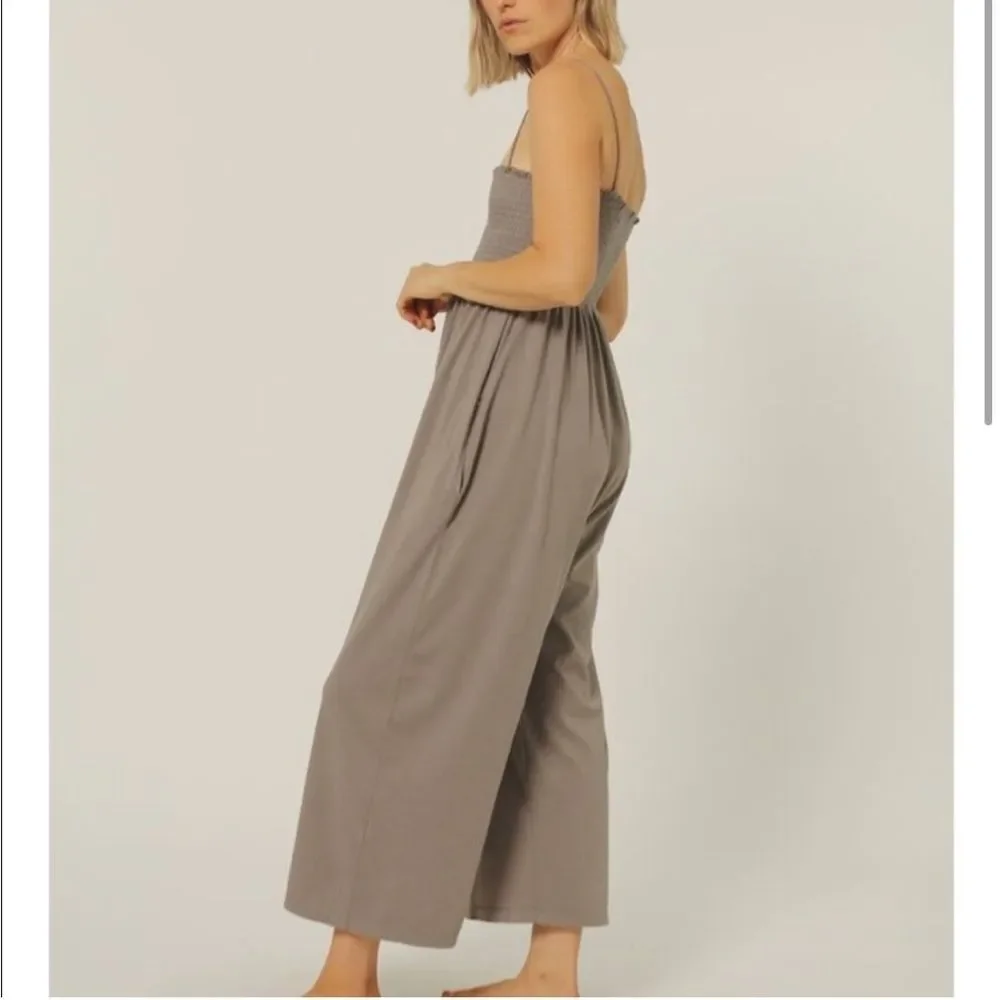 Calder Blake Small Lili Jumpsuit Anthracite Smocked Wide Leg Relaxed Fit Comfy - Picture 3 of 13